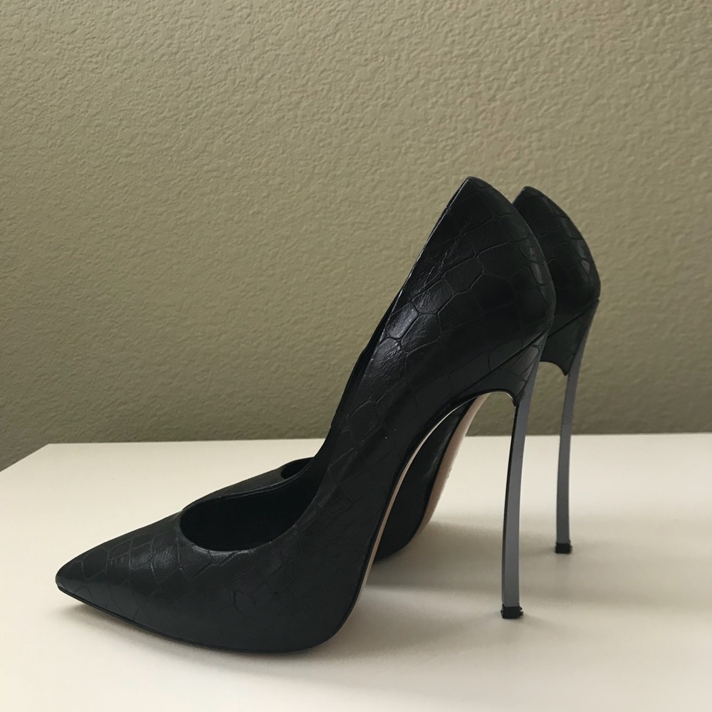 Casadei Textured Black Heels